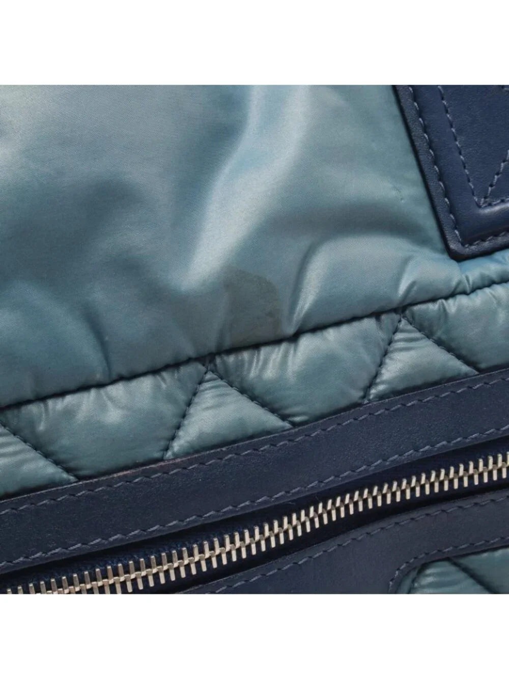 Chanel Tote Coco Cocoon Small Blue Green Nylon Leather